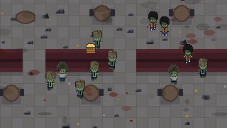 Un restaurant sombre, en pixel art